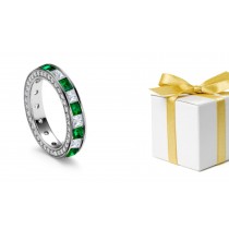 Sparkle of Gemstones: Princess Cut Diamond & Emerald Halo Gold Band