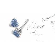 Premier Colored Diamonds Designer Collection - Blue Colored Diamonds & White Diamonds Heart Blue Diamond Earrings