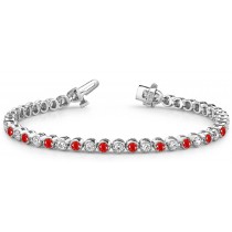 Ruby & Diamond Straight Edge or Scalloped Bracelet