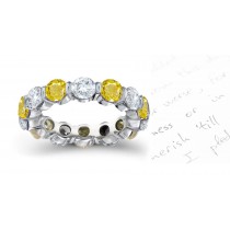 Yellow Sapphire & Diamond Bar Set Eternity Ring Will Draw Crowds Attention