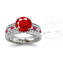 Various Sizes and Styles: Center Vantage Point Ruby Head atop Three Fastened Loops of Diamonds Ring to Mesmerize Gazing Viewers Eye