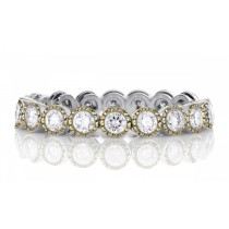 High Quality French pavee Halo Multi-Colored Sapphire & Brilliant-Cut Round Diamond Unique Design Eternity Rings & Bands