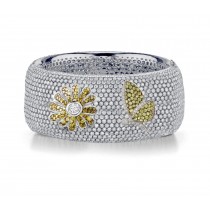 Delicate French pavee Sparkling Brilliant-Cut Round Diamonds & Vivid Multi-Colored Precious Stones Eternity Rings & Bands Featuring Butterflies, Moon & Stars