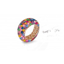 Fabulous Multi-Colored Diamonds & Precious Stones Eternity Band Rings