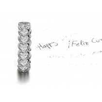 Magical: Seamless Circle of Heart Diamond Set Designer Diamond Eternity Wedding Ring Showing Anatomy Perspective & Composition