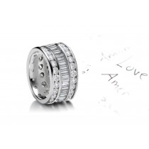 Baguette Cut & Round Diamond Anniversary Band