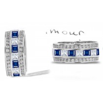 Stacked Square Sapphire & Diamond Eternity Anniversary Ring