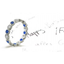 Art DecoBlue Sapphire & Diamond Eternity Band