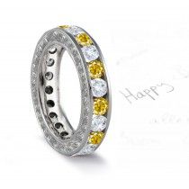 Phenomenal Yellow Sapphire & Diamond Wedding Bands