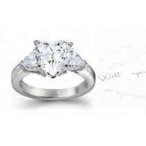 Heart & Pears Diamond Three Stone Engagement Ring in Size 3 to 8