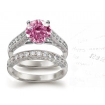 Round Pink Diamond Engagement & Wedding Ring