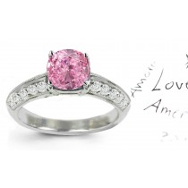 Premier Colored Diamonds Designer Collection - Pink Colored Diamonds & White Diamonds Fancy Pink Diamond Engagement Rings