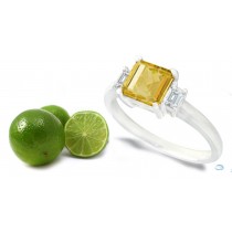 Our custom designs will enhance any color gemstone. Spectacular Square Yellow Sapphire with Emerald-Cut Diamonds Ring in Platinum & 14k White Gold