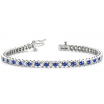 Diamond and Precious Gemstone Jewelry: Matched or Graduated Sapphire & Diamond Link Bracelet and Necklace