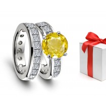 Impeccable: Yellow Sapphire & Diamond Engagement & Wedding Rings