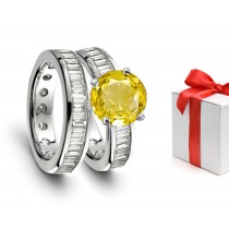 Promises: Lively Yellow Sapphire & Diamond Wedding & Engagement Rings