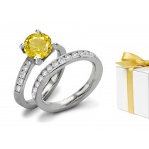 Impressive: Fine Yellow Sapphire & Diamond Engagement & Wedding Rings