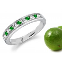 Special Effects: 13 Stone Emerald & Diamond Wedding Gold Band