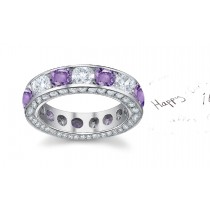 Designer Diamond Purple Sapphire Eternity Anniversary Bands