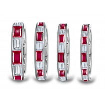 Baguette Ruby & Diamond Channel Set Wedding Band in Created in Platinum & Gold