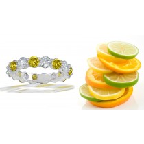 Platinum Yellow Diamond Shared Prong Eternity Ring