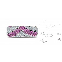 Micropavee Pink Sapphire Diamond Eternity Rhomboid Framed Band