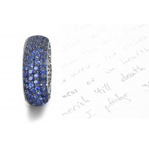 6 mm Wide Micropavee Encrusted Corn Flower Blue Sapphire Ring