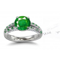 Blazing With Gems: Wordly Presence Split-Shank Diamond & Emerald Gold Ring in 14k White & Enduring Strong Fine Diamond