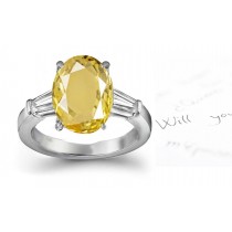 Yellow Sapphire Oval & Diamond Designer Rings