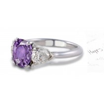 Fine Very Popular Purple Sapphire & Glittering Diamond Engagement Ring