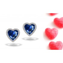 Fancy Designer Colored Gemstone Jewelry: Blue Sapphire & Diamond Studded Earrings