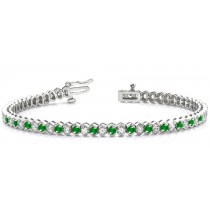 Circles of Emerald & Diamond Link Bracelet