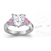 Pink Pears Sapphire & Diamond Heart Designer Rings