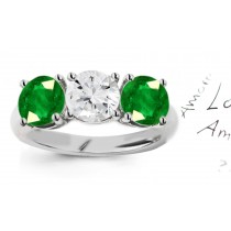 Gem-Cutters: Ladies Emerald and Diamond 3 Stone Half Hoop Anniversary Ring Save 50%