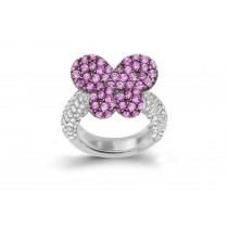 Delicate French Micro Pave Butterfly Rings Collection Featuring Vibrant Rainbow Colored Sapphires & Diamonds