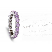 Eco-friendly Platinum Purple Sapphire Round Eternity Anniversary Ring