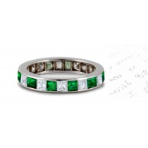 Endless Circle of Love: Gold & Princess Cut Emerald Diamond Eternity Ring in Ring Size 3 to 8