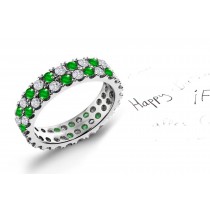 Versatile: Two Sparkling Rows of Emerald & Diamond Eternity Rings