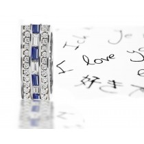 Stacked Sapphire Diamond Eternity Wedding Band