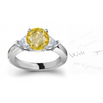 Yellow Sapphire Round & Diamond Designer Rings