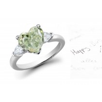 Heart Green Diamond Designer Ring