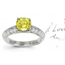 Premier Colored Diamonds Designer Collection - Yellow Colored Diamonds & White Diamonds Fancy Yellow Diamond Engagement Rings