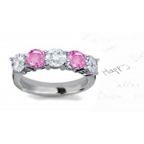 Pink Sapphire & White Diamond Wedding Rings