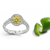 Premier Colored Diamonds Designer Collection - Yellow Colored Diamonds & White Diamonds Fancy Blue Diamond Engagement Rings