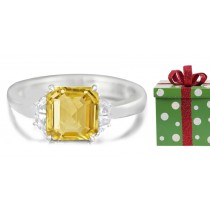 Square Yellow Sapphire with Princess-Cut Diamonds in 14k White Gold Sapphire Diamond Ring (5 mm)