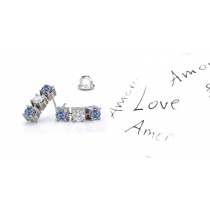 Premier Colored Diamonds Designer Collection - Blue Colored Diamonds & White Diamonds Round Blue Diamond Earrings