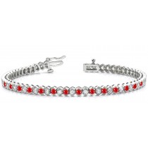 Circles of Ruby & Diamond Link Bracelet