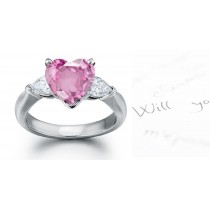 Pink Heart Sapphire & Diamond Pears Designer Rings