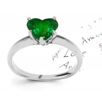 Goldsmiths: Rich Green Color Colombian Heart Emerald & Platinum Solitaire Save 50%
