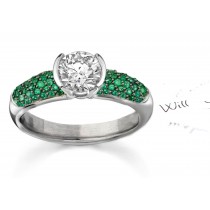 FRENCH COLLECTION: Diamond & French Micropave Emerald Solitaire Ring